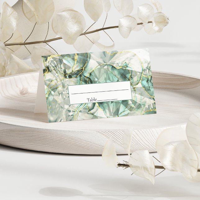 Tarjeta De Asiento Sage Green Aventurine Crystal Boda (Subido por el creador)