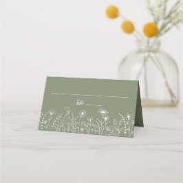 Tarjeta De Asiento Sage Green Boho Moda Rustic Wildflower Floral
