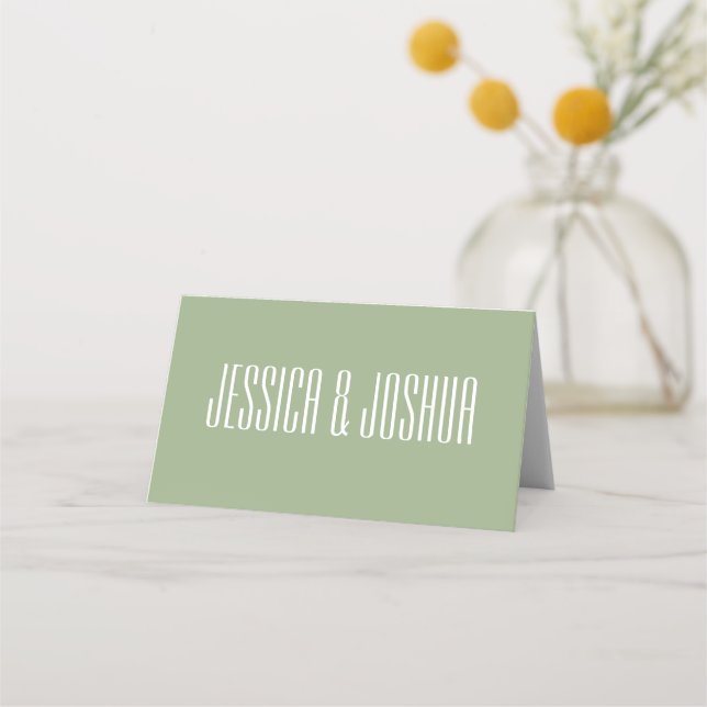 Tarjeta De Asiento Sage Green Bold Elegante Boda simple (Reverso)