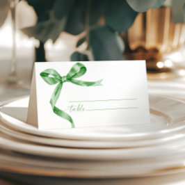 Tarjeta De Asiento Sage Green Bow Boda