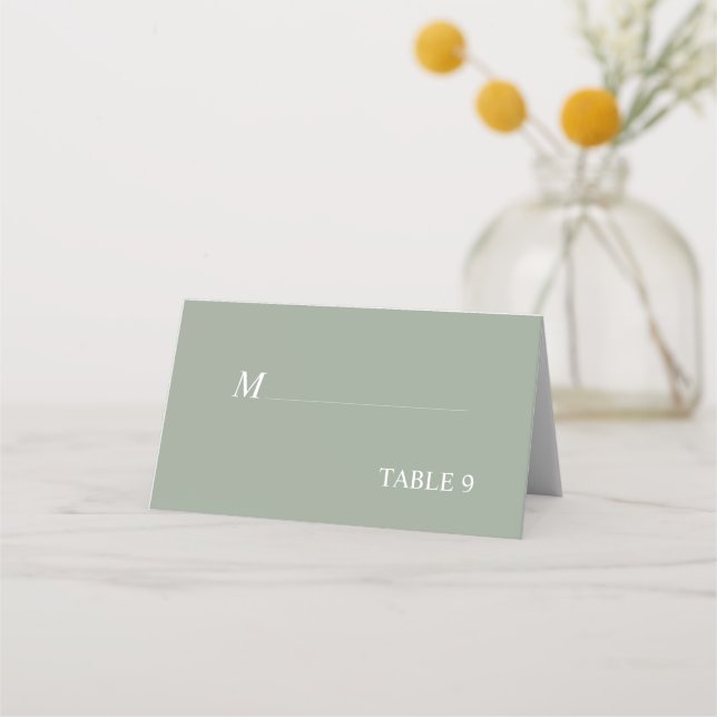 Tarjeta De Asiento Sage green calliation elegante asiento de matrimon (Anverso)