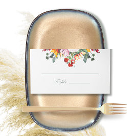 Tarjeta De Asiento Sage Green Dark Red Golden Sunflower Watercolor