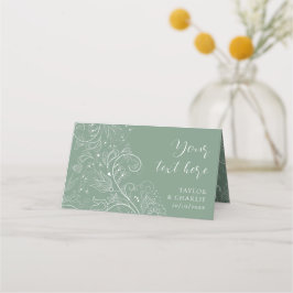 Tarjeta De Asiento Sage Green Elegant Floral Boda