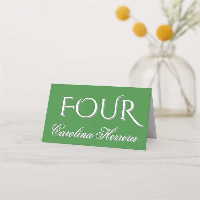 Tarjeta De Asiento Sage Green Elegant Script Guest Name Number (Reverso)
