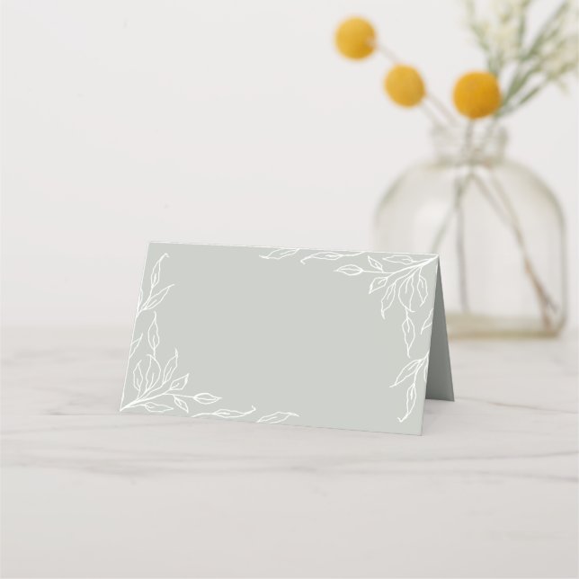Tarjeta De Asiento Sage Green Leaf Motif Acción de Gracias Follado (Anverso)