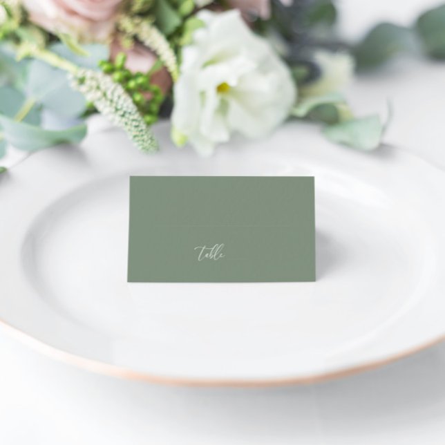 Tarjeta De Asiento Sage Green Modern Elegant Wedding Blank Place Card (Subido por el creador)