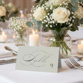 Tarjeta De Asiento Sage Green Olive Branch Monogram Wedding Table 