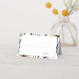 Tarjeta De Asiento Sage Green & Soft Yellow Botanical Wedding
