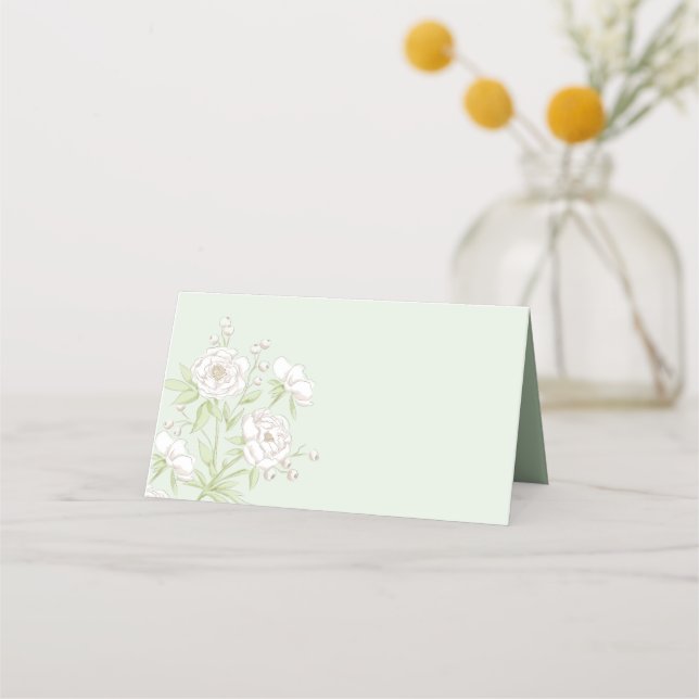 Tarjeta De Asiento Sage Green White Rose Wedding (Anverso)