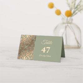 Tarjeta De Asiento Sage Green y Gold Elegent Boda de Lujo