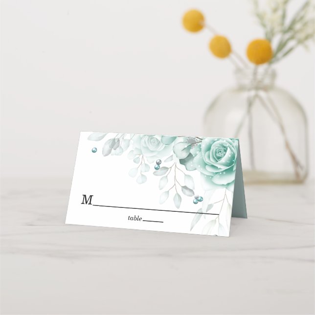 Tarjeta De Asiento Sage greens Floral Boda Luxury (Anverso)