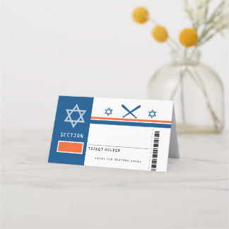 Tarjeta De Asiento Salón de entradas de béisbol Mitzvah Bar Naranja A