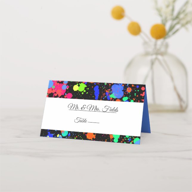 Tarjeta De Asiento Salpicadura de pintura neón, Estrella de David de  (Anverso)