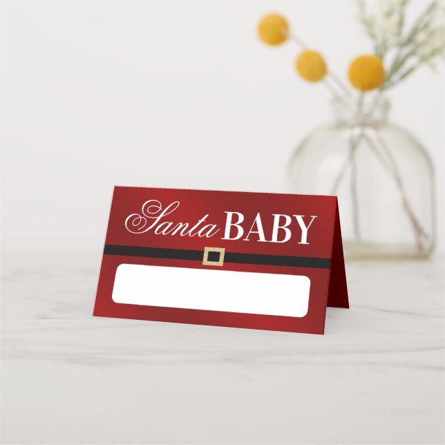 Tarjeta De Asiento Santa Bebé | Navidades Baby Shower Food (Anverso)