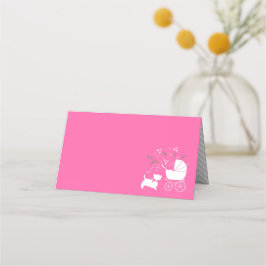 Tarjeta De Asiento Scotty Dog Baby Shower Scottish Terrier Pink