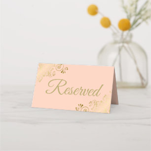 Tarjeta De Asiento Se reservó una elegante boda de coral de oro de La
