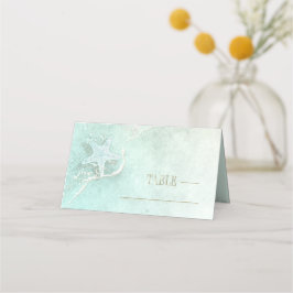 Tarjeta De Asiento Sea Foam Beach Wedding Starfish ID837