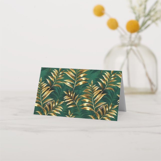 Tarjeta De Asiento Seamless pattern with golden ferns (Anverso)
