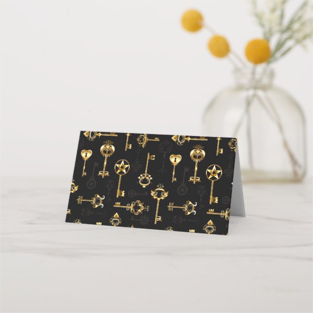 Tarjeta De Asiento Seamless Pattern with Golden Keys (Anverso)