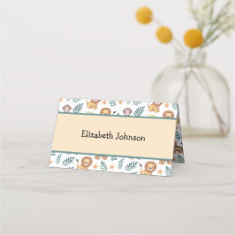 Tarjeta De Asiento Selva acuática Safari animales hojas tropicales