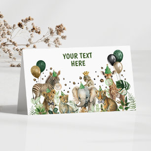Tarjeta De Asiento Selva tropical Fiesta salvaje Safari animales Cump