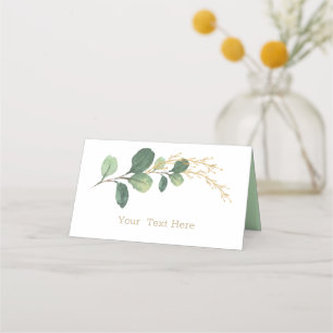 Tarjeta De Asiento Sencilla y elegante acuarela Verde Oro Verdor