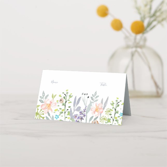 Tarjeta De Asiento Sencilla y moderna vegetación floral Acogida de bo (Anverso)