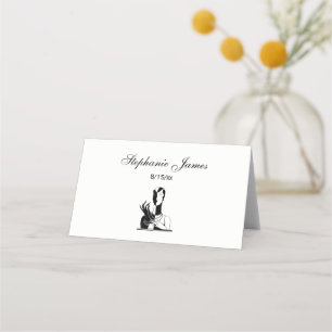 Tarjeta De Asiento Señora del Art Deco Vintage con Perlas Blk Blanco