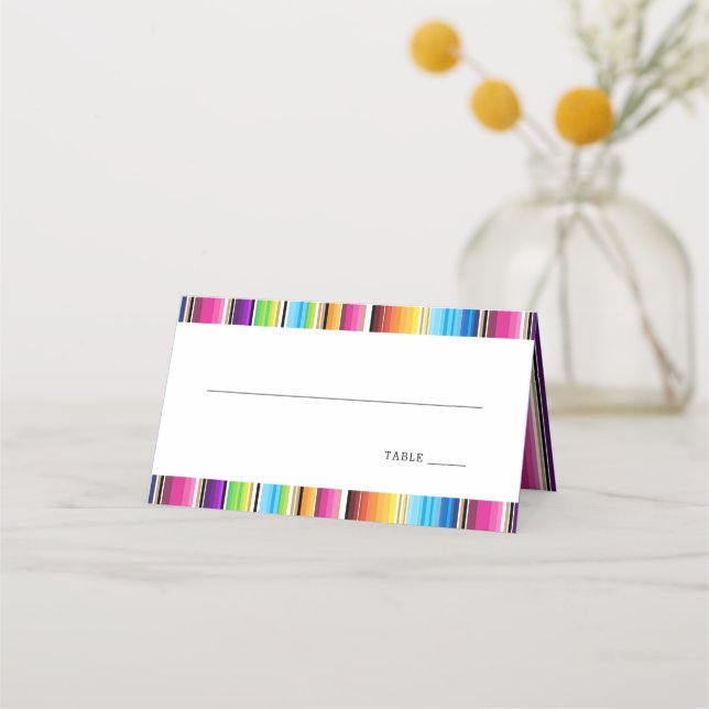 Tarjeta De Asiento Serape Spring Stripes | Boda (Anverso)