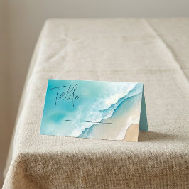 Tarjeta De Asiento Serene Blue Ocean Beach Table Number Cards