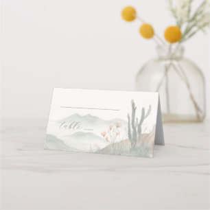 Tarjeta De Asiento Sereno paisaje desértico acuarela azul