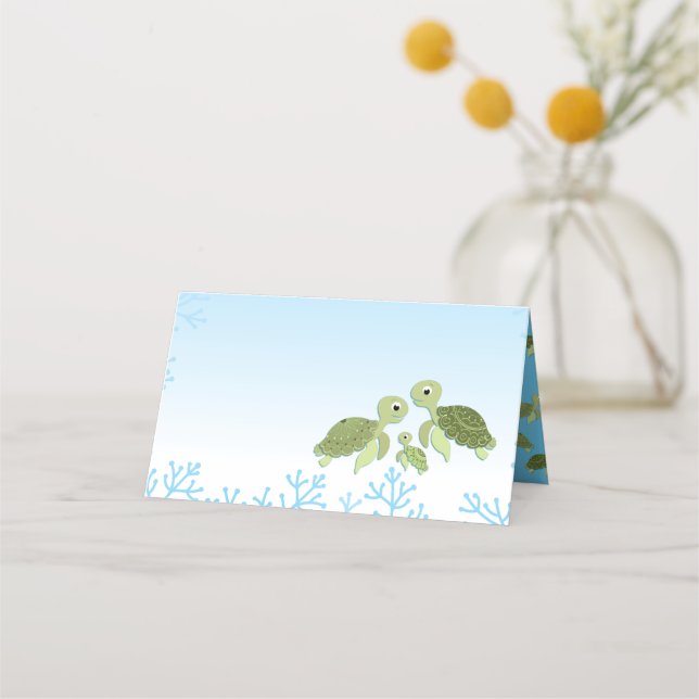 Tarjeta De Asiento Sexo neutro en Baby Shower de la tortuga marina (Anverso)