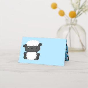 Tarjeta De Asiento Sheep Baby Shower Farm Blue Boy