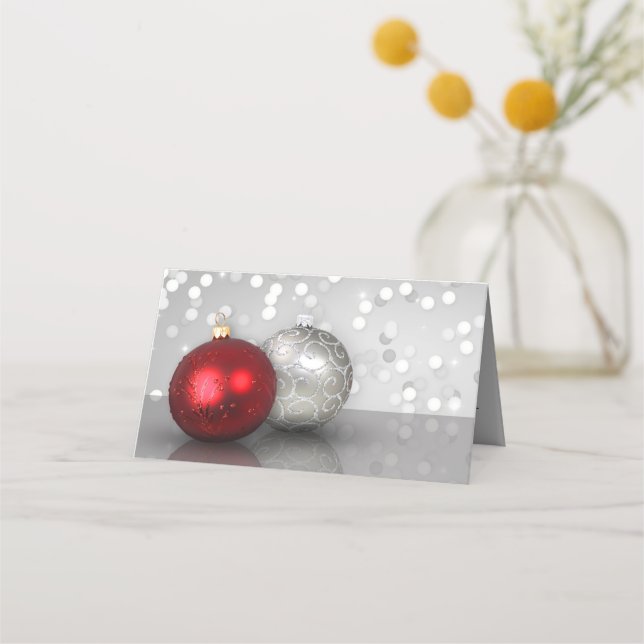 Tarjeta De Asiento Shimmery Christmas Ornaments Gift Certificate (Anverso)