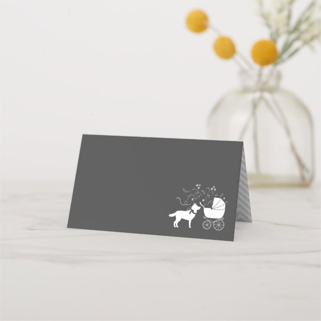 Tarjeta De Asiento Siberian Husky Baby Shower (Anverso)