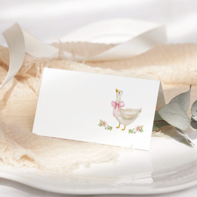 Tarjeta De Asiento Silly Goose Pink Bow Baby Shower (Subido por el creador)