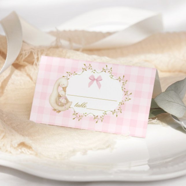 Tarjeta De Asiento Silly Goose Pink Gingham baby shower (Subido por el creador)