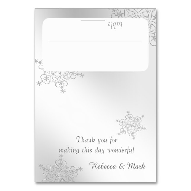 Tarjeta de asiento Silver Snowflakes (Anverso)