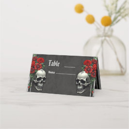 Tarjeta De Asiento Simbiosis gótica, corazón elegante y cráneos