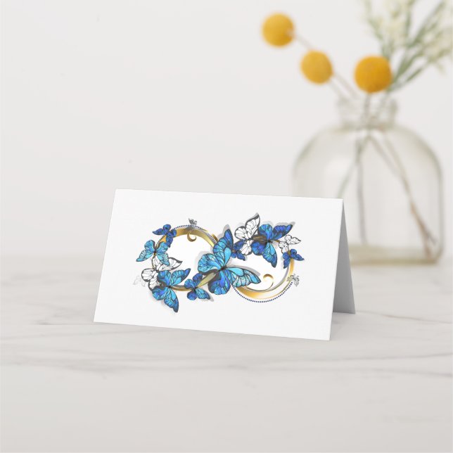 Tarjeta De Asiento Símbolo infinito de mariposas Morpho azules (Anverso)