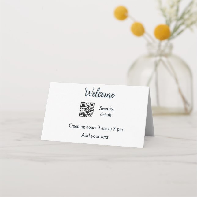 Tarjeta De Asiento Simple apertura de bienvenida código de barras QR  (Anverso)