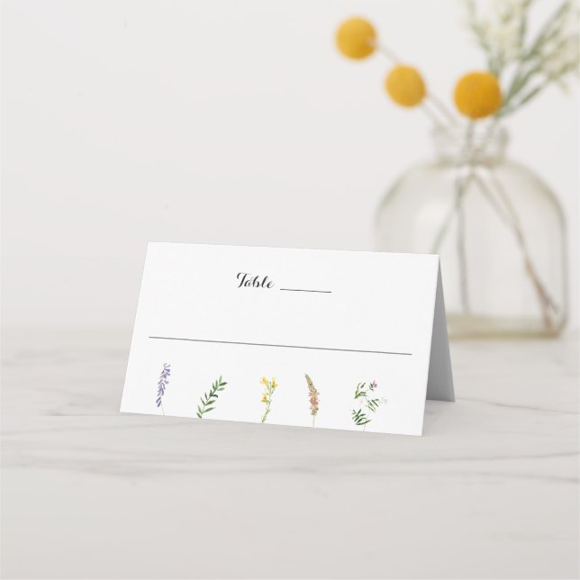 Tarjeta De Asiento Simple Boda de Floral Rusa Boho Wildflower (Anverso)