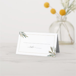 Tarjeta De Asiento Simple Boda de hierba de acuarela rústica
