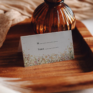 Tarjeta De Asiento Simple Caída Rústica Boda Beige Lugar Doblado