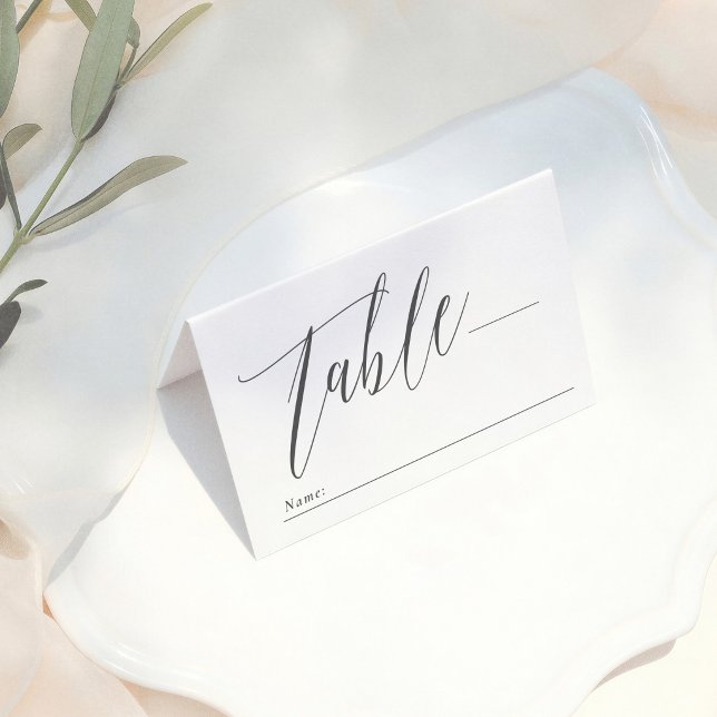 Tarjeta De Asiento Simple Calligraphy Black & White Monogram Wedding (Subido por el creador)