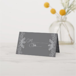 Tarjeta De Asiento Simple Gray Line Art Eucalyptus Boda Place Card
