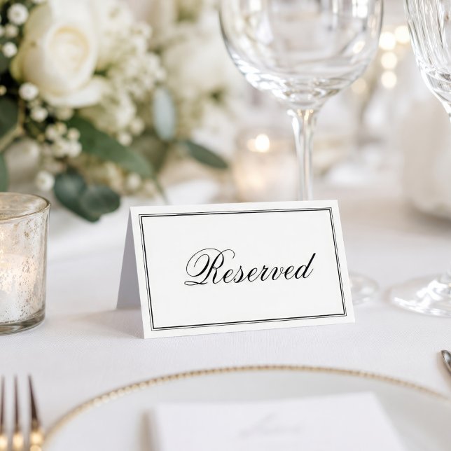 Tarjeta De Asiento Simple guión elegante de boda reservado (Subido por el creador)