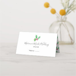 Tarjeta De Asiento Simple Navidad Mano Pintada Aquarela Bayas Rojas d