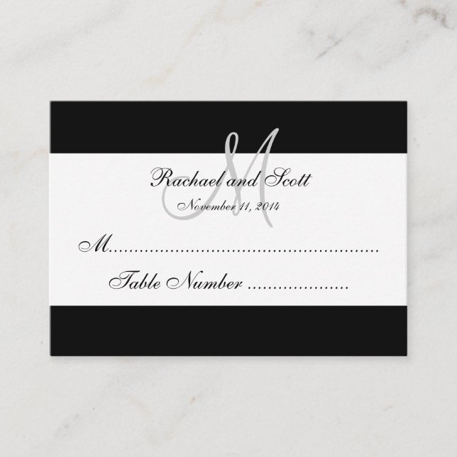 Tarjeta de asiento simple para Boda de monograma b (Anverso)
