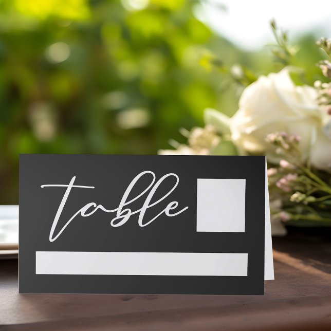 Tarjeta De Asiento Simple tipografía blanca negra Moda Boda moderno (Subido por el creador)
